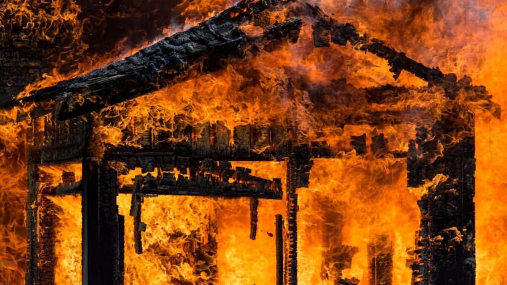 burning building