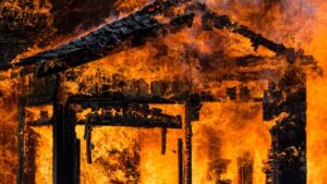 burning building
